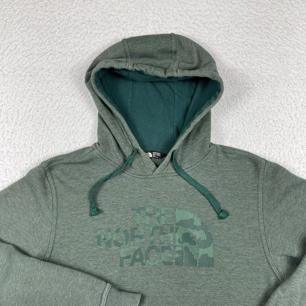 The North Face Sweatshirt Mens Small Green Hoodie Halfdome Camo‎ Fleece Hiker